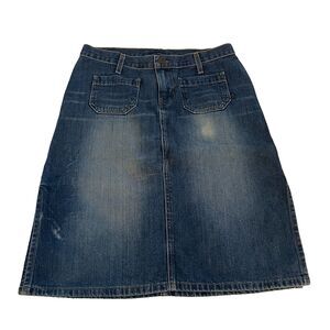 Abercrombie & Fitch Knee Length Denim Skirt Jean Women's Sz 4 100% Cotton *Stain